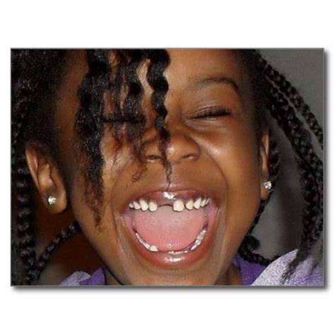 Little girl smiling hard missing teeth postcard | Zazzle.com in 2021 | Smile girl, African ...