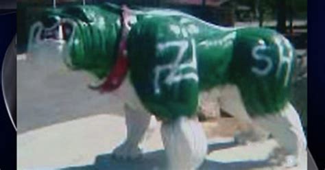 Statue Of West Covina High School's Bulldog Mascot Defaced With Swastika - CBS Los Angeles