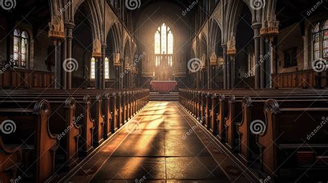 Stained Gothic Church Building Stock Illustration - Illustration of ...