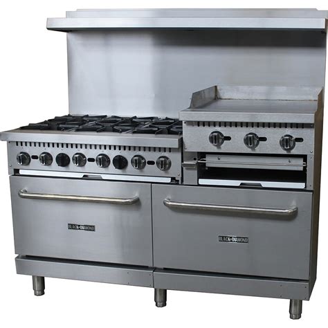 Stainless Steel 6 Burner Gas Stove with 2 Ovens and Griddle/Broiler ...