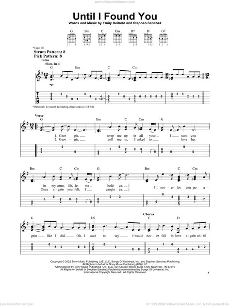 Until I Found You sheet music for guitar solo (easy tablature)