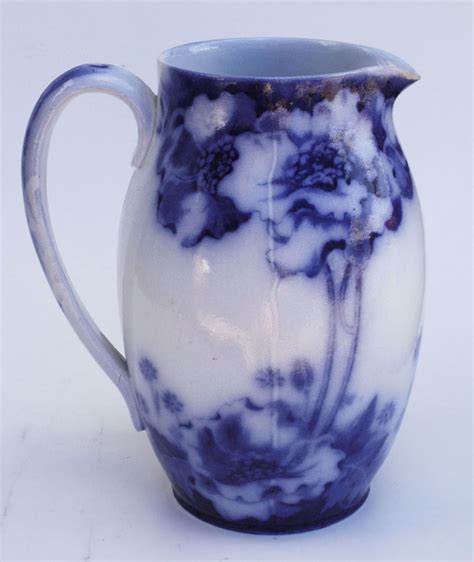 Antique Royal Doulton England Norbury Poppy Floral Pattern Flow Blue 8" Pitcher