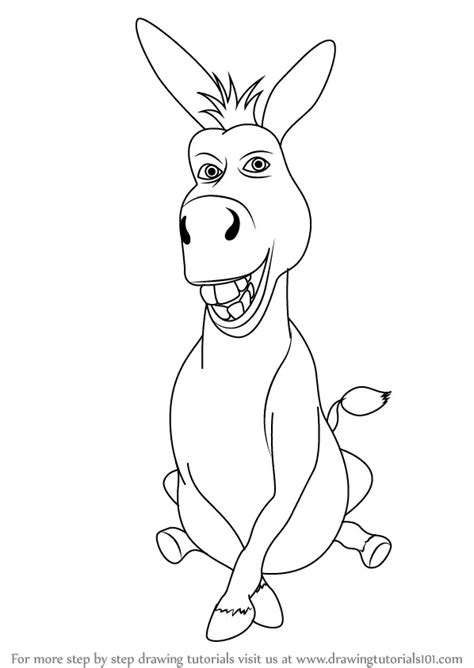 Learn How to Draw Donkey from Shrek (Shrek) Step by Step : Drawing Tutorials