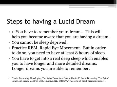 PPT - Lucid Dreaming PowerPoint Presentation, free download - ID:2073741