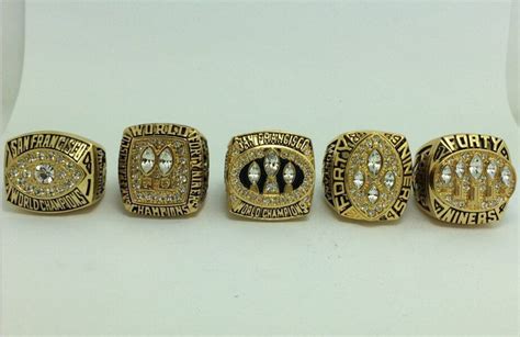 San Francisco 49ers NFL ring 1981 1984 1988 1989 1994 super bowl championship rings size 11 US ...