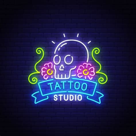 Premium Vector | Tattoo studio neon sign