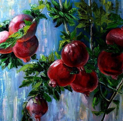 Pomegranate Tree Painting Floral Original Art 20 by 20 İnches FOR ORDER ...