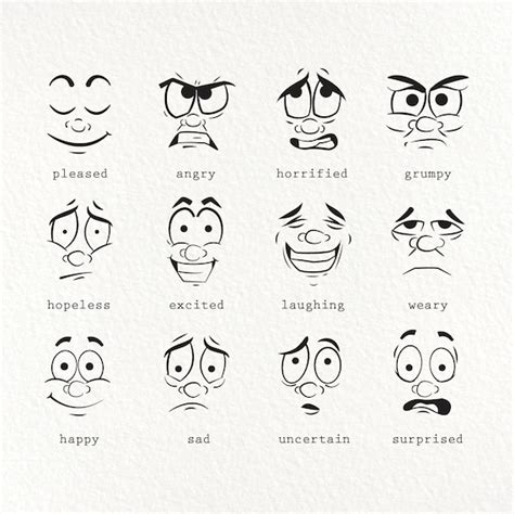 Facial Expressions 12 Various Cartoon Style Facial - Etsy Australia