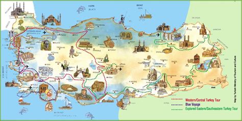 Turkey resorts map - Turkey map holiday resorts (Western Asia - Asia)