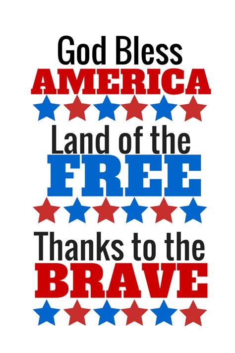 July Fourth Printable (Free) God Bless America Protect America, I Love America, God Bless ...