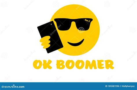 Selfie Sunglasses Emoji With OK Boomer Text, Generation Z Verses Baby Boomer Social Media ...