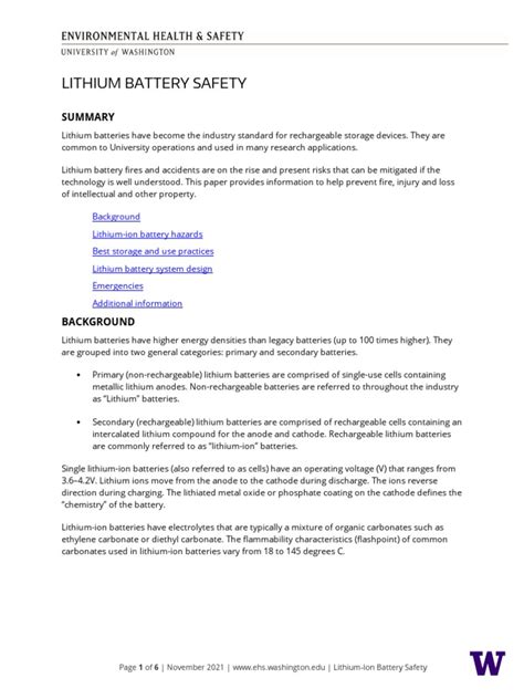 Lithium Battery Safety | PDF | Lithium Ion Battery | Rechargeable Battery