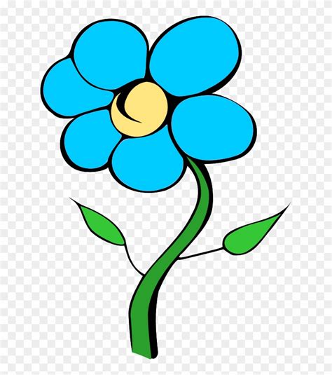 Black And Blue Flower Clipart Clip Art Library - Single Flower With ...