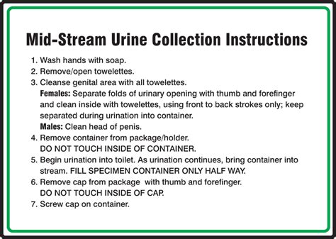 Mid-Stream Urine Collection Instructions Safety Sign MRST543