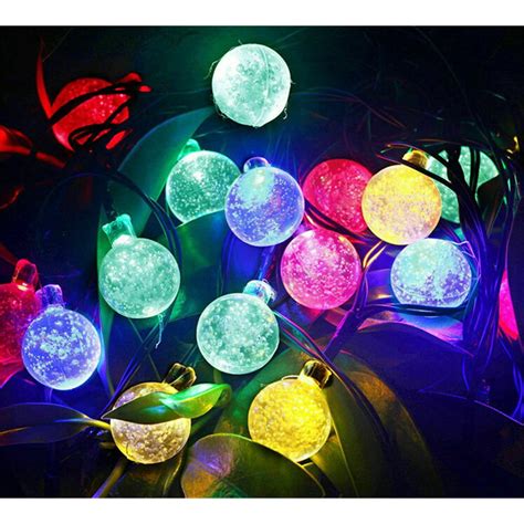 20ft 30 LED Solar String Ball Lights Outdoor Waterproof Garden Decor multi color - Walmart.com ...