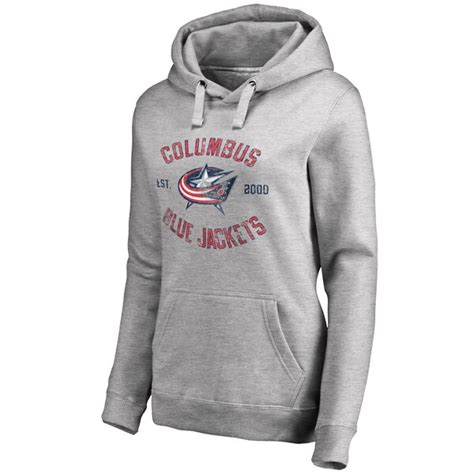 Women's Columbus Blue Jackets Ash Heritage Pullover Hoodie - Shop.NHL.com