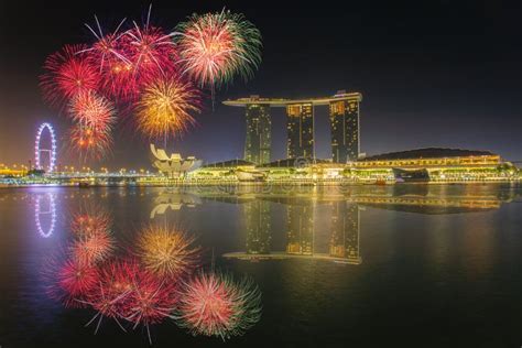 Singapore National Day Fireworks Celebration Stock Image - Image of downtown, modern: 157177225