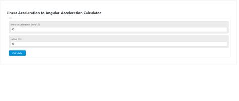 Linear Acceleration to Angular Acceleration Calculator - Calculator Academy