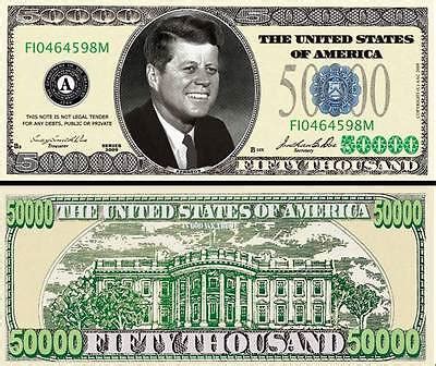 JFK KENNEDY - BILLET "50.000 DOLLAR US" ! Collection President Million Histoire | eBay