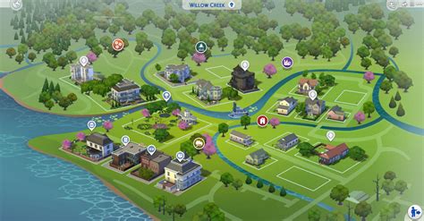 The Sims 4 world: Willow Creek list of lots and houses