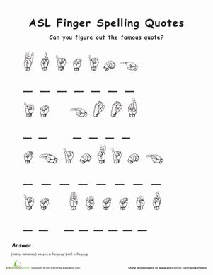 ASL Finger Spelling | Worksheet | Education.com | Sign language ...