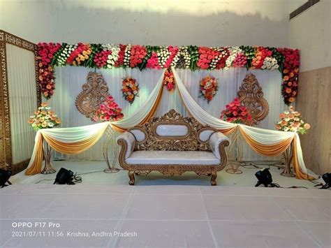 Engagement background | Home flower decor, Simple stage decorations ...