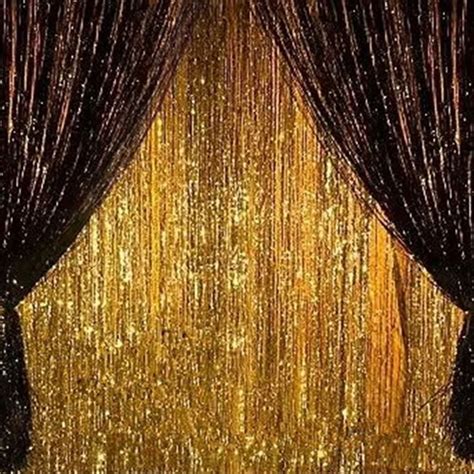 2PCS 3' X 8' Gold and Black Metallic Tinsel Foil Fringe Curtain Party Decoration #Sharlit ...