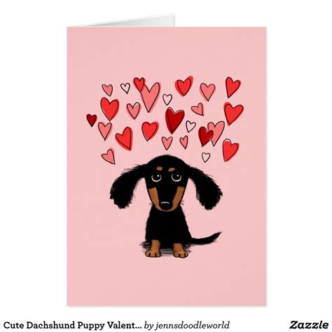 Cute Dachshund Puppy Valentine Card Dachshund Puppies, Doxie, Dogs And ...