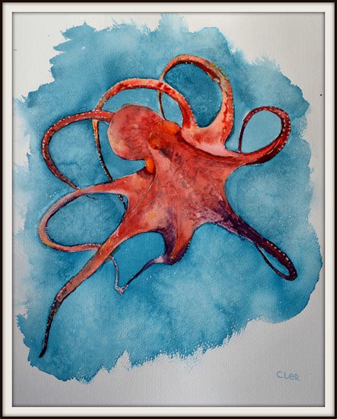 Original Watercolor Painting Octopus is Unique Gift. | Etsy