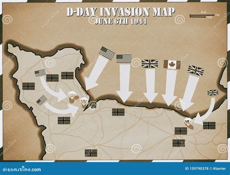 D-Day Invasion Map Of Normandy, France . Stock Photography | CartoonDealer.com #159790382