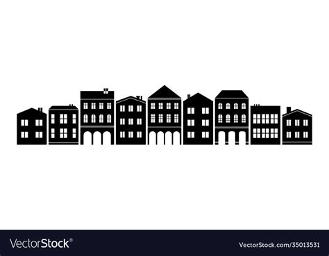 Town silhouette skyline horizontal banner black Vector Image