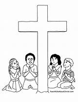 Children Praying Coloring Page Encouraging Spiritual Reflection sketch template