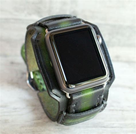 Green Apple Watch Band 38mm 40mm 41mm Leather Apple Watch | Etsy