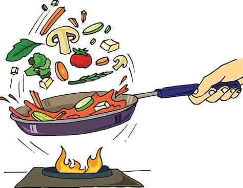 flipping food in a pan clipart - Clipground