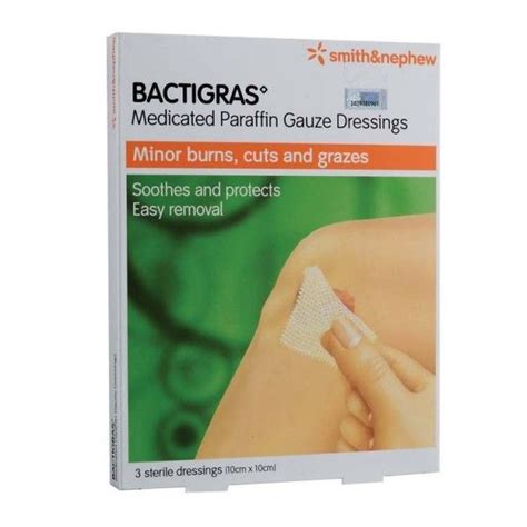 Smith & Nephew Bactigras / Bactigras Wound Dressing 10cm x 10cm 3'S ...