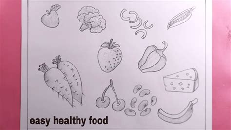 how to draw easy healthy food/healthy food drawing - YouTube