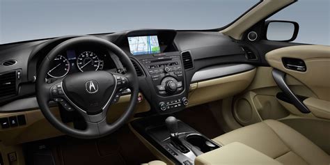 The view from the driver’s seat of the 2015 Acura RDX with Technology Package and Parchment ...