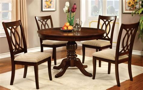 Carlisle Brown Cherry Round Pedestal Dining Room Set from Furniture of America (CM3778RT-TABLE ...