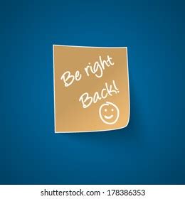 Be Right Back Sign On Blue Stock Vector (Royalty Free) 178386353