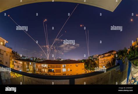 Iron Dome Rocket Interceptions of Hamas Rockets- Southern Israel- Night ...