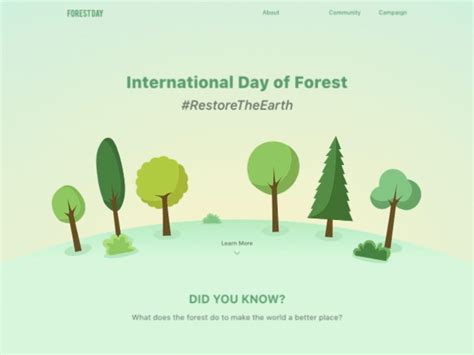 the landing page for an international day of forest