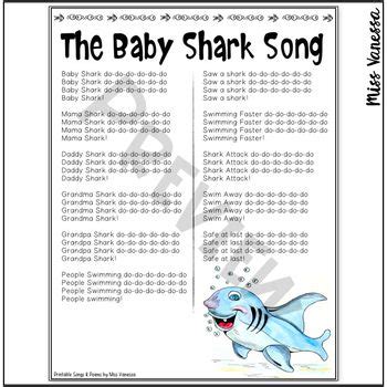 baby shark lyrics pdf - pomegranateartillustrationsetsy