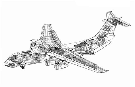 Ilyushin Il-76 Cutaway Drawing in High quality