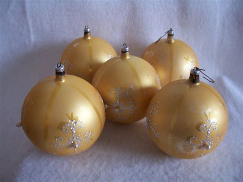 Vintage Austrian Elegant Large Christmas Ornaments Lot of 5 - Glass, Crystal