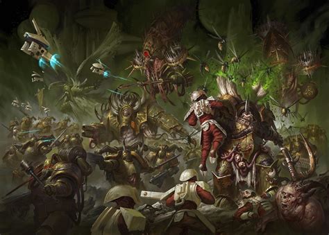 Warhammer 40k artwork — Death Guard vs Tau by...