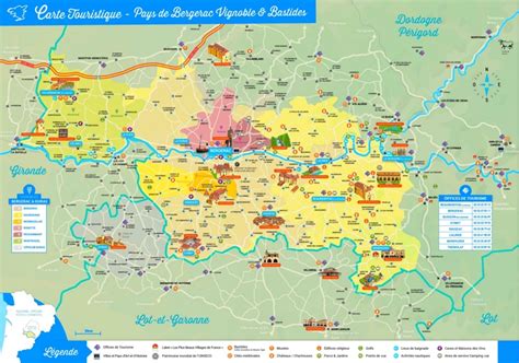 Bergerac area tourist map - Ontheworldmap.com