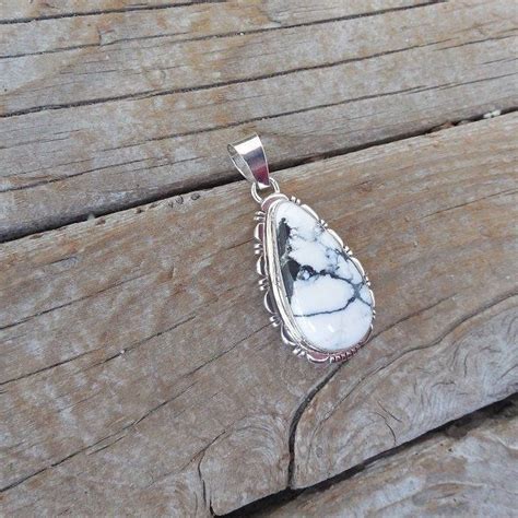 ON SALE Beautiful White Buffalo turquoise pendant handmade and signed ...