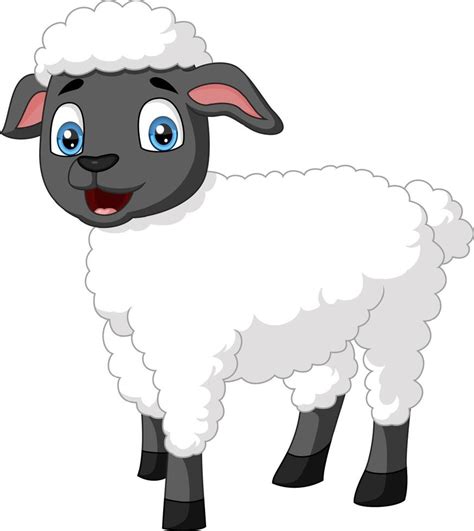 Cute happy sheep cartoon isolated on white background 9780589 Vector ...