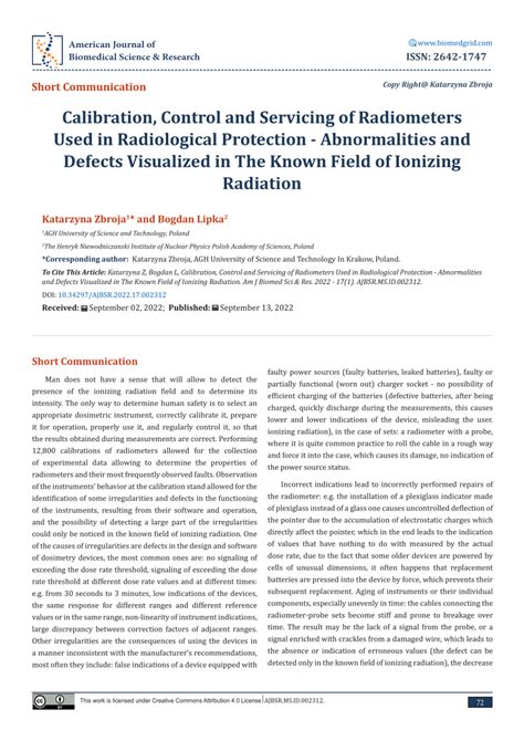 (PDF) Calibration, Control and Servicing of Radiometers Used in Radiological Protection ...