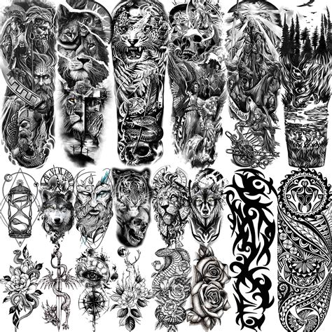 Buy VANTATY 20 Sheets Extra Large Full Arm Temporary Tattoos For Men Adults, Tiger Snake Leopard ...